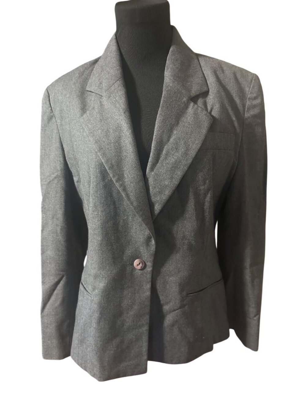 JH Collection U.S.A. gray wool single button jacket blazer size 10